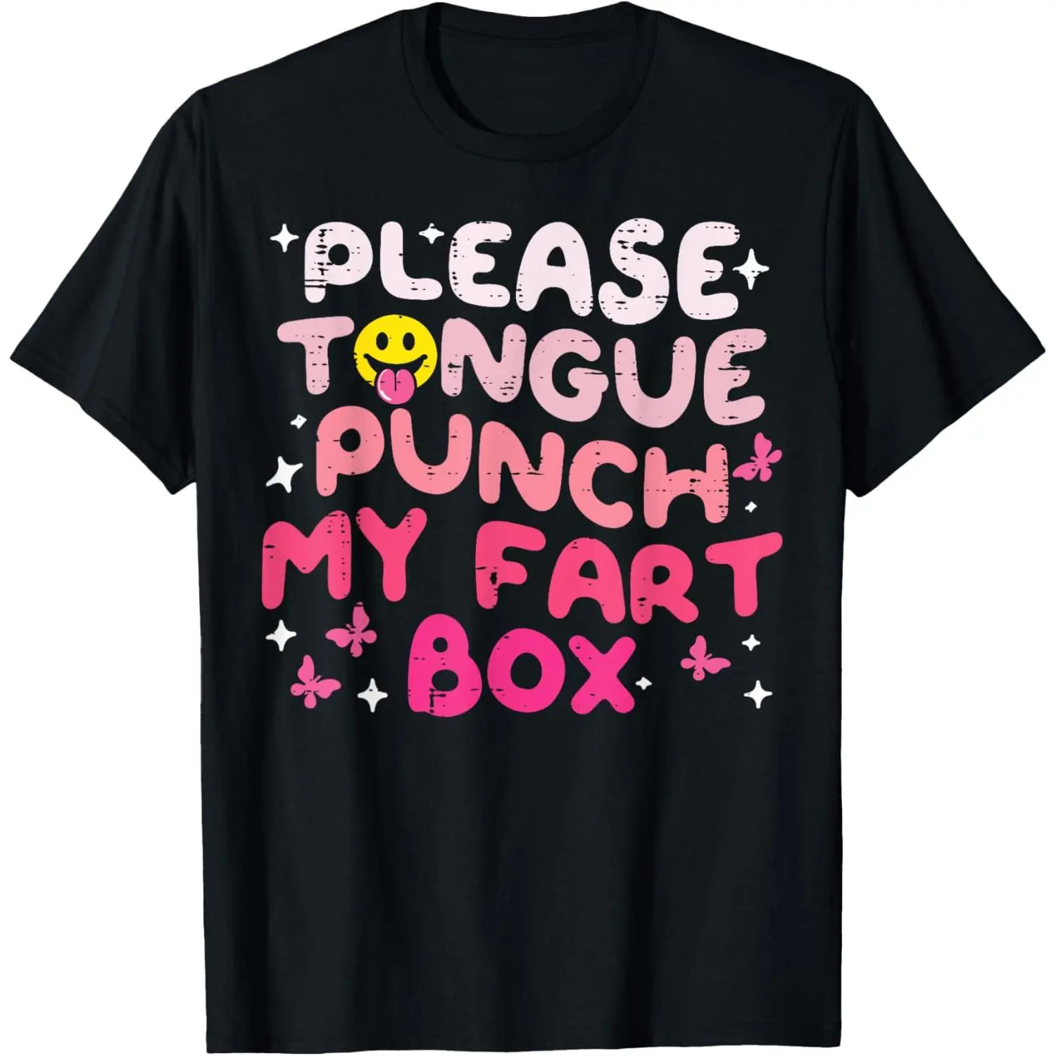 Women's Casual Cotton Short-Sleeve Round Neck Graphic T-Shirt - Funny Cringe "Inappropriate Please Tongue Punch" Design, Shortsleeve, Top