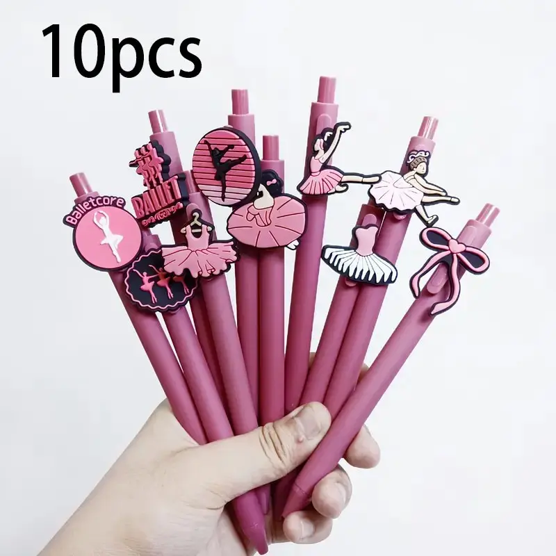 Ballet Girl Series Sticker Pens, Press Neutral Pens, School Office Supplies, Creative Gift Ballpoint Pens, Random Styles