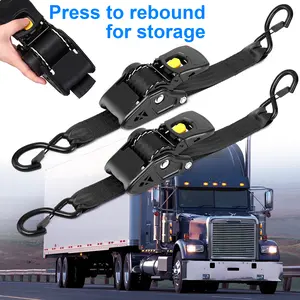 Heavy Duty Retractable Ratchet Tie Down Straps 2x10ft 3500lbs Load for Cargo Motorcycles Trucks and Trailers Adjustable Durable Construction