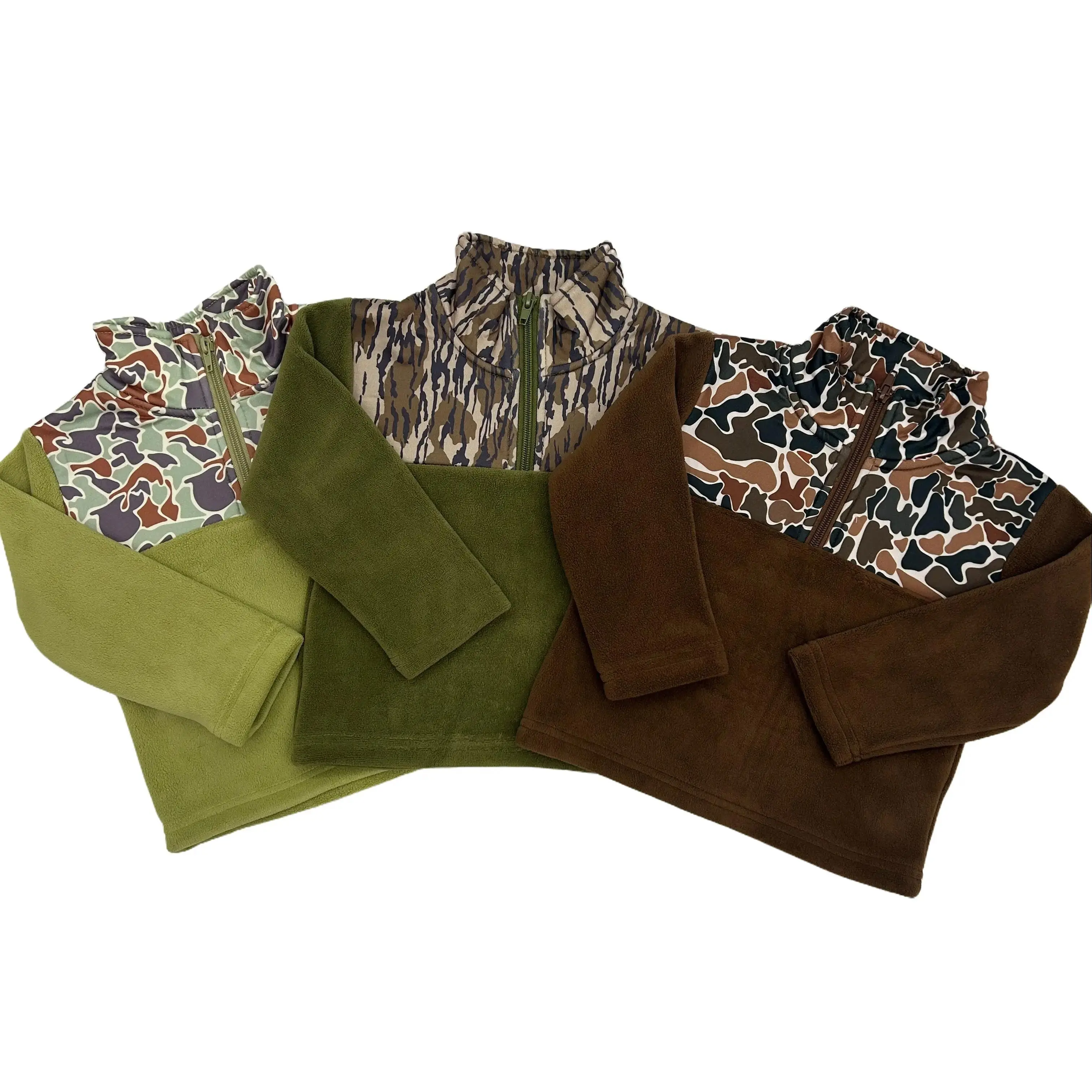 Toddler Kids' Camouflage Long-Sleeve Pullover, Cozy Soft Brown & Olive Green Top for Outdoor Adventures, Camouflage Pattern