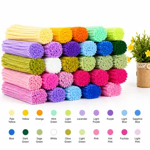 20-Colors 500PCS Pipe Cleaners DIY Craft Set, Complete Beginner Kit with Glue, Floral Stems, Tape & Flower Centers for Handmade Floral Design & Decor