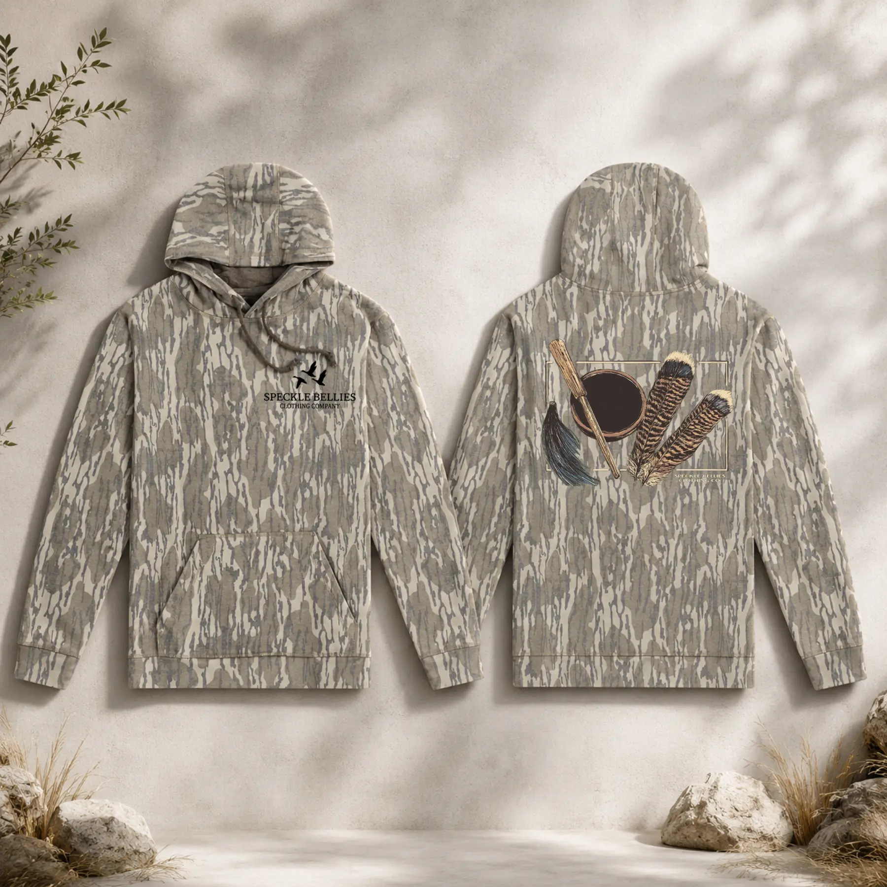 Mossy Oak Original Bottomland Speckle Bellies Turkey Tools Washed Out Camo, Western Rodeo Graphic Sweatshirt, Vintage Camo Cowboy Aesthetic, Country Streetwear for Men & Women Fabric, Gift for Fan