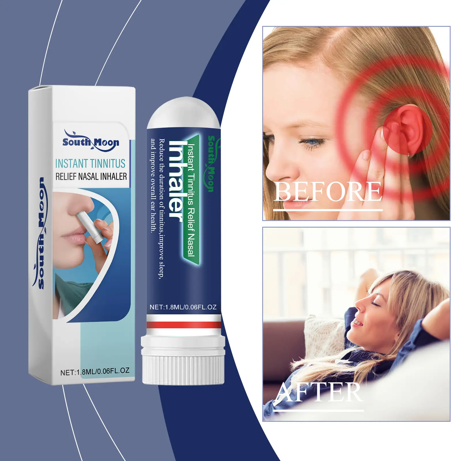 Soothing Tinnitus Relief Nasal Inhaler Stick with Natural Lavender & Chamomile Essential Oils for Aromatherapy