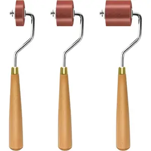 3pcs Rubber Rollers Brayer - Brayer Rollers for Crafting, Ink Roller Set with Comfort Grip for Printmaking, Crafts, and Stamping