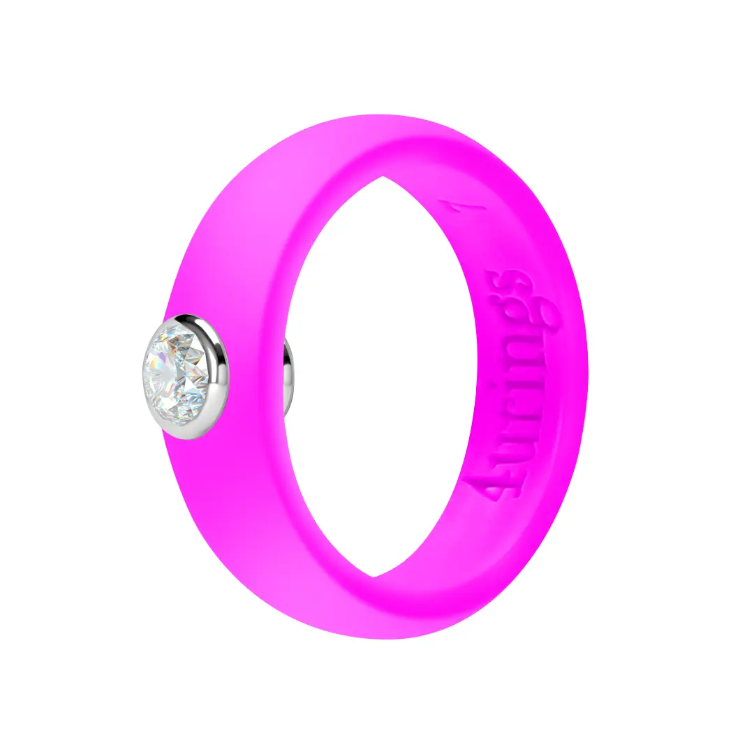 Rose Red Silicone Diamond Rings For Women,  Rhinestone Wedding Band, Engagement Ring, Graduation Gift For Her, Silicone Stone, Rubber Ring Band