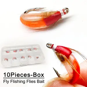 Fly Fishing Flies 10Pcs(with Flies Box) Scud Nymph Red Bait Aritificial Dry Bait for Fishing Trout/Bass fishing for fishing Fishing Gear