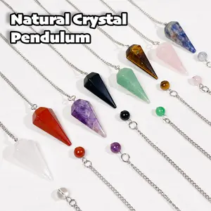 [Video Order]1 Count Natural Crystal Pendulum，material include：Amethyst, Rose Quartz, Yellow Tiger Eye,