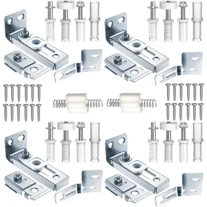 Bifold Door Hardware kit for 7/8" to 1" Track, Bifold Door tallation and Repair Parts (4-Sets Bifold Door Hardware kit)- hinge plate tech screws carabiners llave universal