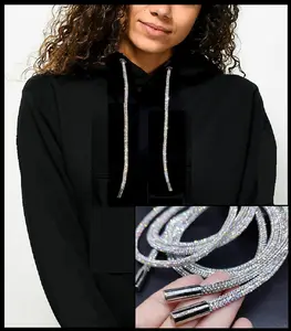 Bling Rhinestone Glitter String for Hoodies, Sweatpants, Shorts - Crystal Bling Drawstring Cord Rope