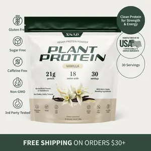 Snap Supplements - Plant Protein Powder - 30 Servings - Natural Supplement - Vanilla Flavor