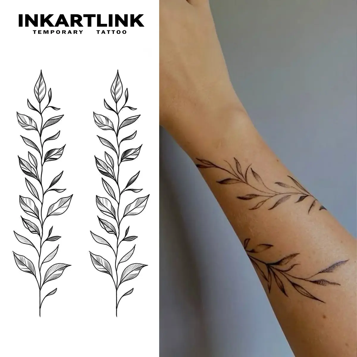 INKARTLINK Semi-Permanent Fake Tattoos - 2 Sheets Tattoo Art for Adults, 1-2 Weeks Long Lasting, Waterproof, Realistic Wreath Design, Suitable for All Skin (Single Item)