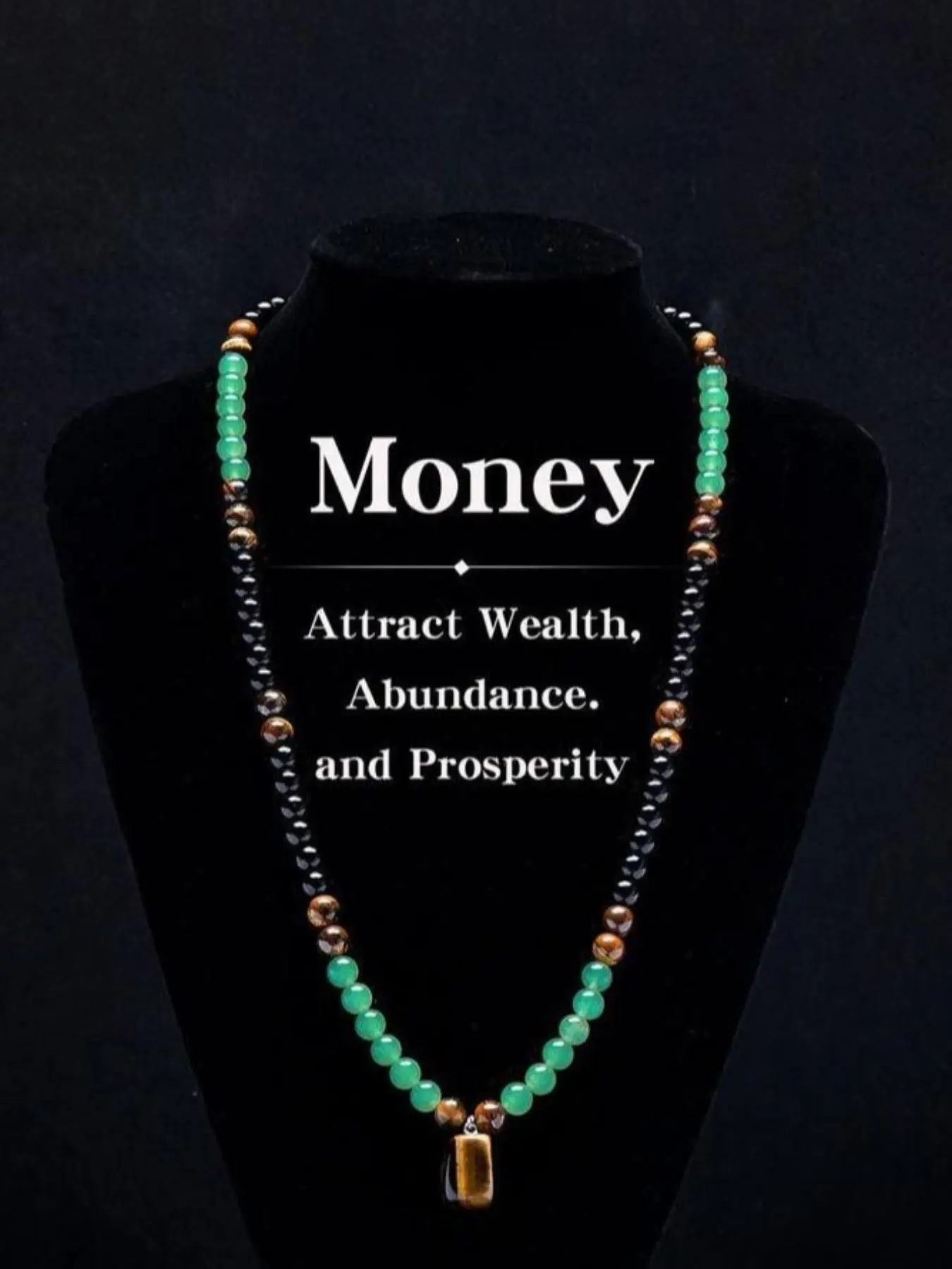 Arpurraina Money Attracting Necklace with Aventurine and Tiger Eye, Healing Crystal Jewelry for Anniversaries and Vacations, Long Sweater Chain for Men and Women, Unique Crystals, Crystal Jewellery