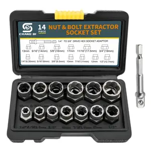 Nut & Bolt Extractor Socket Kit, Impact Bolt & Nut Remover Set, Nut Remover Kit Set, Drive Hex Socket Adapter & Iron Bar