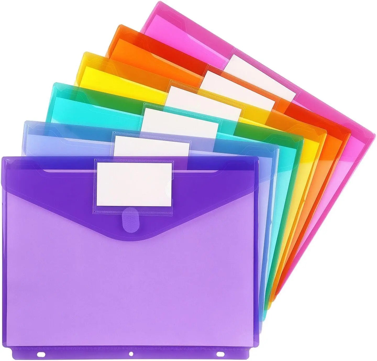 6-Pack 3-Ring Binder Pockets, Letter Size, Assorted Colors with Labels, Office & School Binder Organizer Accessories