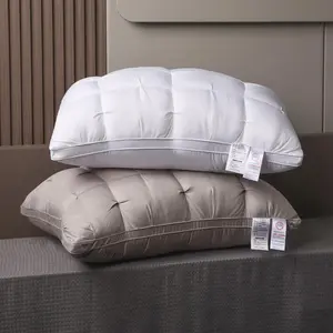 2pcs Luxury 5-Star Hotel Quality Microfiber Pillows for Sleeping, 990g 20x30in Non-Collapse Core, Neck & Cervical Support, Polyester Knit, Zipper-Close, Machine-Washable Grey, for Home & Christmas Gifting