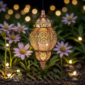 Moroccan Solar Lantern，Waterproof Outdoor Hanging Light，Retro Dynamic Shadow Projection for Garden Yard Pathway