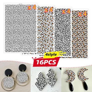 16 Sheets Leopard Print Polymer Clay Transfer Paper, Disposable Transfer Paper for DIY Earrings and Jewelry Making, Craft Enthusiasts' Essential
