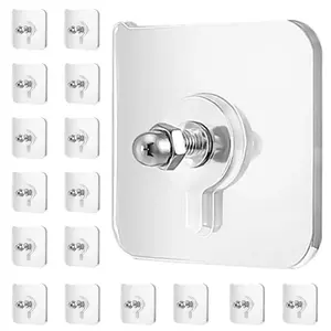 Acrylic Photo Wall Hooks, 40PCS (Buy 20 Get 20 Free) - Stainless Steel & Ceramic Self-Adhesive Smooth Lightweight Wall-Mount Hooks for Easy Installation, Bathroom Storage Organization & Decor，Home Kitchen Organizer