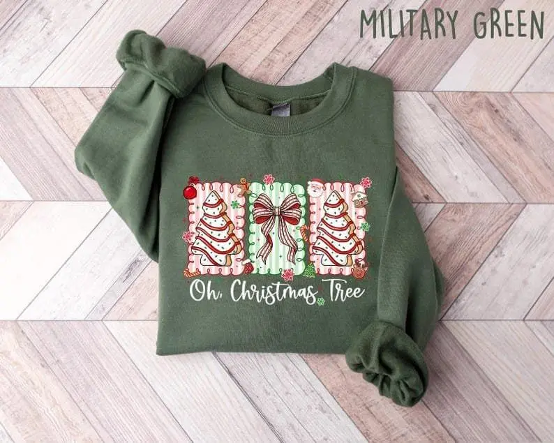 [Sale Up To 50%] Oh Christmas Tree Cakes Sweatshirt, Little Debbie Cake Lovers Tee, Funny Holiday Xmas Shirt, Becky Jen Christmas Shirt, Cake Gift, streetwear graphic tee