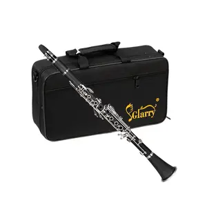 Glarry 17 Keys Flat B Black Clarinet with Bakelite Material, Nickel-Plated Keys, and Two Mouthpieces Connectors for Stable Vibration