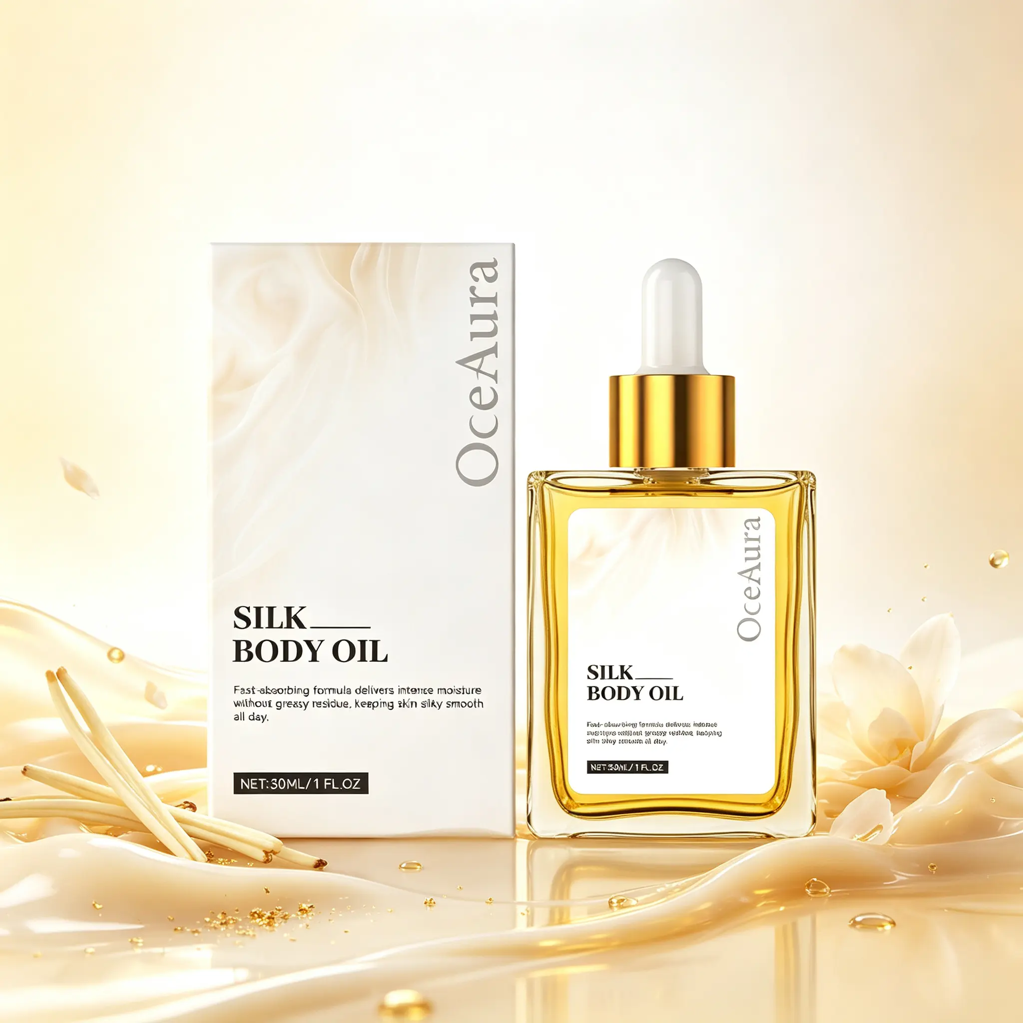 OceAura Fast-Absorbing Body Oil – Non-Greasy Hydrating Oil, Deep Moisturizer for Dry Skin 30ml/1FL.OZ