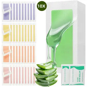 10PCS Wax Strips for Hair Removal, 1-Minute Hair Removal Waxing Kit for Women, Double-Sided Design Wax Strip for Face Arms Legs Chest Back Bikini/Brazilian Full Body Waxing Strips & 2 Oil Wipes - Easy to Use