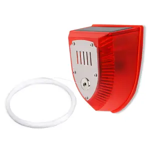 Solar Security Light Alarm, 129dB Warning Loud Solar Strobe Light Makes Gunshot Sounds & Dog Barking Waterproof PIR LED Motion Sensor for Farm Barn Yard (Red)