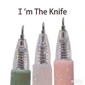 3pcs Retractable Hand Carving Knife Pen Set, Precision Carving Tool, Cutting Blade, School Stationery, Portable Lightweight Plastic, Craft Enthusiasts