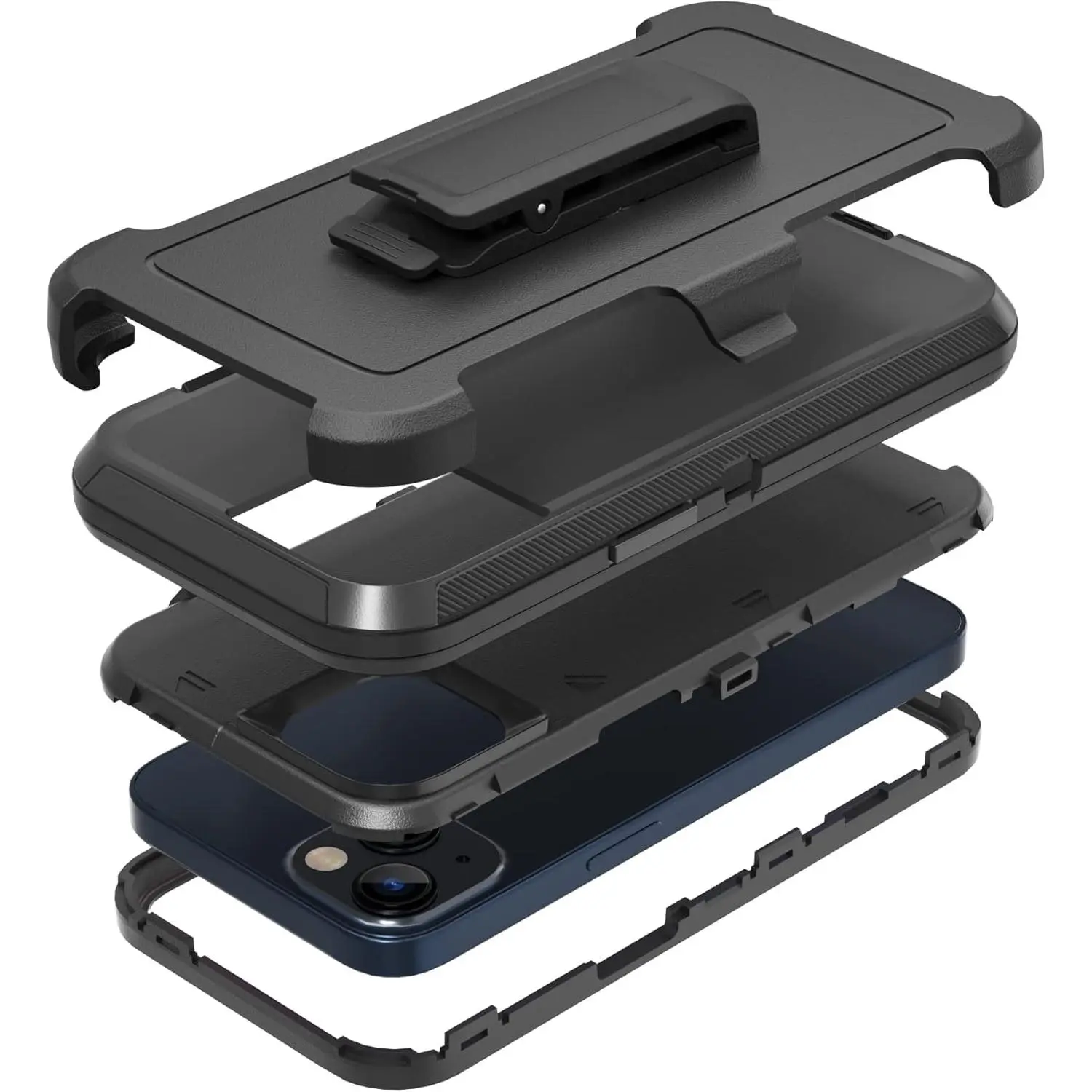 Rugged Phone Case for Apple iPhone 14, with Belt Clip Holster & Kickstand Heavy Duty Shockproof Protective Full Body Case Cover for iPhone 14 6.1 inch Phone(Black)