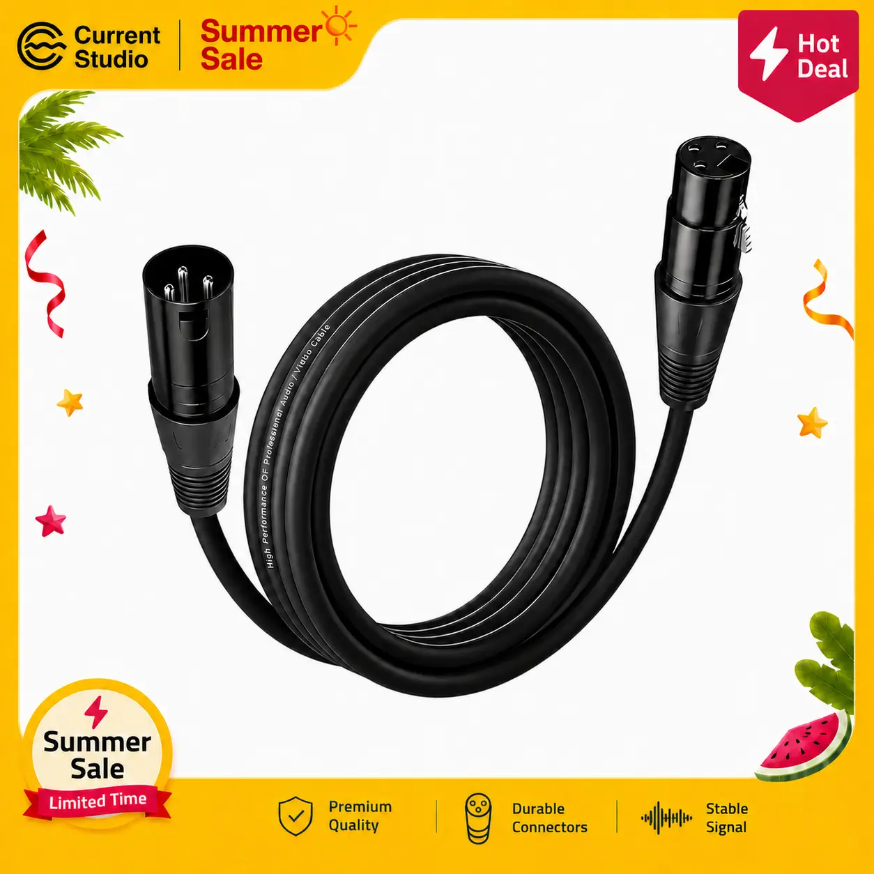 6.56FT XLR Microphone Cable, Male to Female Shielded Audio Cable for Sound Cards, Live Streaming, Studio Recording, Mixers & Speakers
