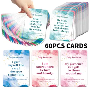 60pcs Daily Reminder Motivational Encouragement Cards, Positive Affirmation Cards for Daily Inspiration, Mindfulness & Self Care, Inspirational Gifts for Women and Men, Office Stationery