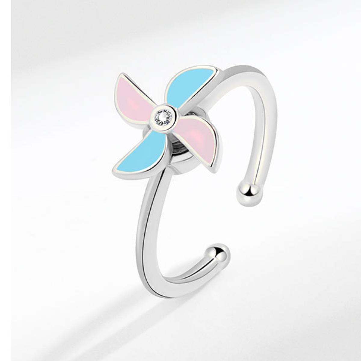 Elegant Rotatable Windmill-Inspired Wrap Ring, Premium Craftsmanship Spinning Adjustable Open Ring, Dainty Everyday Wear Fidget Jewelry for Women, Thoughtful Gift for Mom Girlfriend Wife, Versatile Layering Accessory