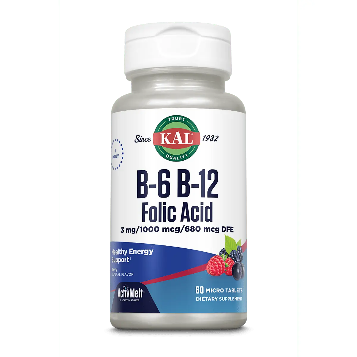 B-6 B-12 Folic Acid ActivMelt® Instant Dissolve Tablets