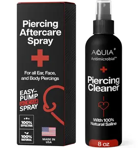 8oz Piercing Aftercare Saline Spray Ear Piercing Cleaner Salt Mist Solution for Pierced Ear Septum Belly Nose and Body Piercings Aftercare