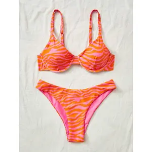 G Swim Leopard Print Bikini Set, Vacation Beach Bikini Set For Summer