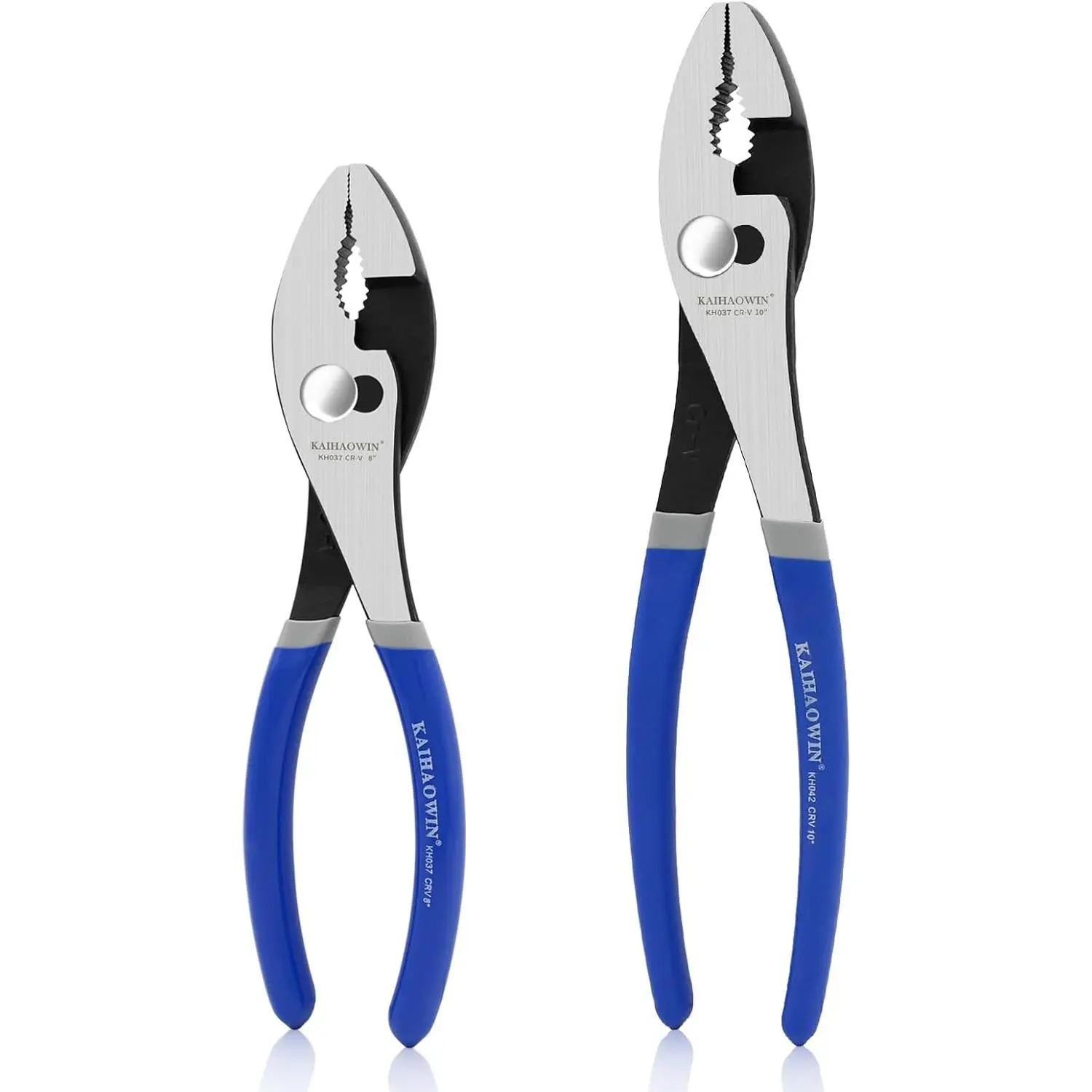 2-Piece Slip-Joint Pliers Set, 8" & 10", Heavy Duty CR-V Steel with Serrated Jaw & Rubber Grip Handles