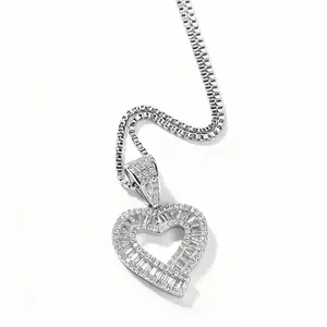 Icy Heart Necklace 18KT Gold Plated, Box Necklace Necklaces, Diamond Encrusted Necklaces