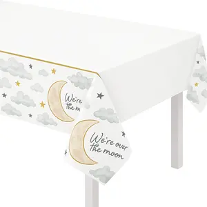 Over the Moon Baby Shower Plastic Table Cover