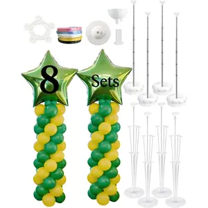 8 Sets Balloon Column Stand Kit, 7 Feet Balloon Pillar with Reusable Telescopic for Birthday, Wedding, Baby Shower, Graduation Decoration