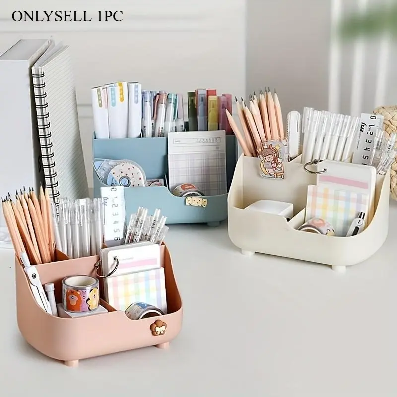Desk Pen Holder, Pencil Holder, Multi-compartment Desk Storage Box, Stationery Storage Organizer, Desk Organizer for Home Office School, Desk Organizer Tidy, Desk Organizers With Compartments, Office Accessories