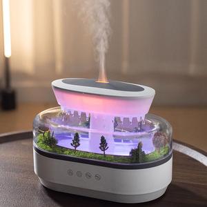mother's day gift, micro landscape humidifier, usb powered air humidifier with top fill cold mist, simulate raindrop effect, suitable for home, office, large room, aroma diffuser humidifier