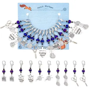 15 count Knitting Stitch Markers, 5 Styles Antique  Alloy Crochet Stitch Marker Charms Removable Lobster Clasp Locking Stitch Marker for Knitting Weaving Sewing Accessories