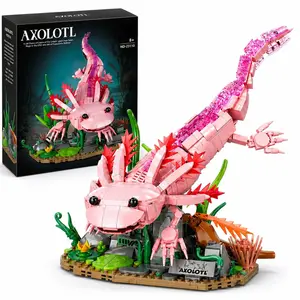 Axolotl Toy Building Set, Pink Axolotl Animal Building Toy for Animal Lovers, Father's Day Gifts,Birthday Gift for Boys and Girls