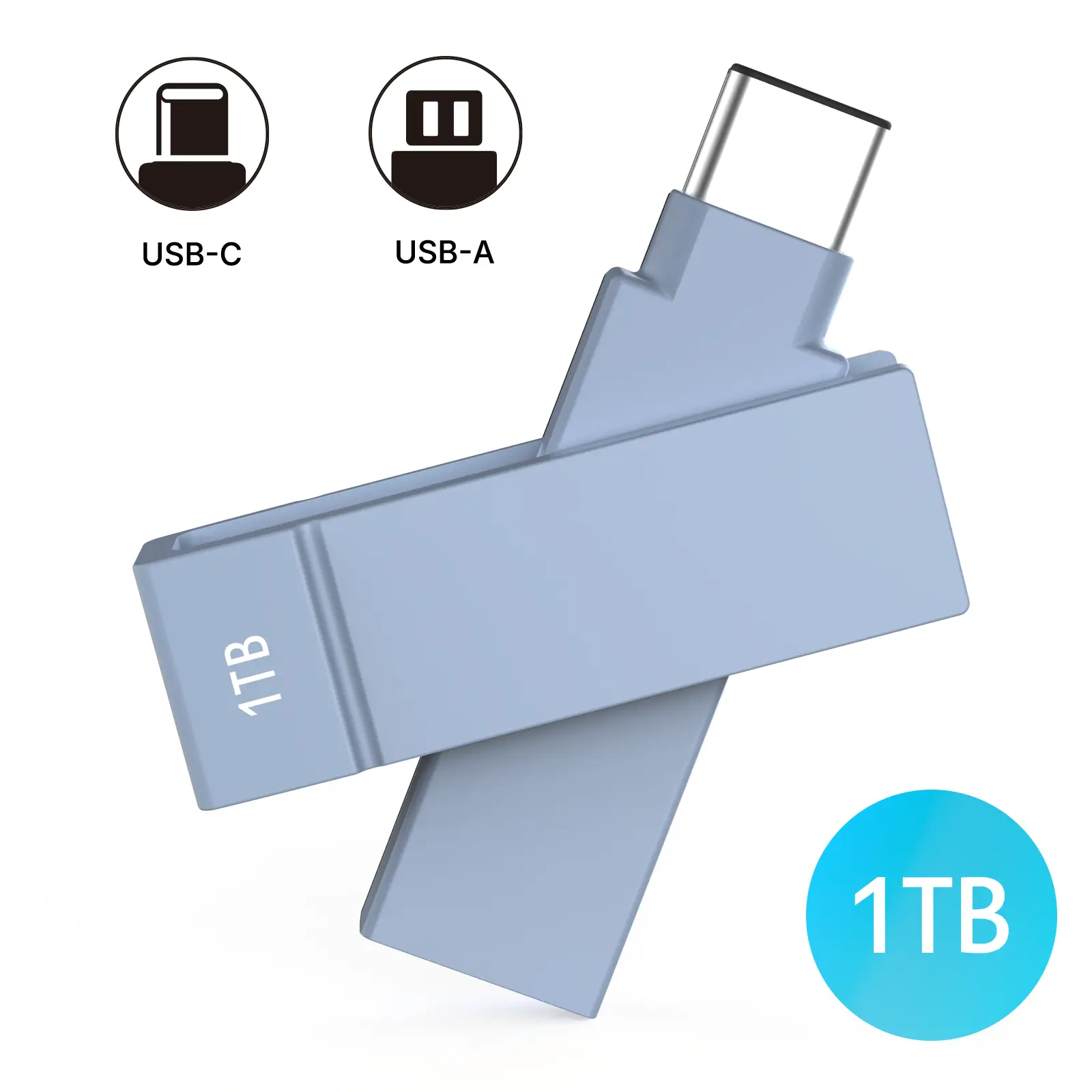 iXflash 1TB USB A & USB C 3.2 Photo Stick Flash Drive for iPhone, iPad, Mac Blue