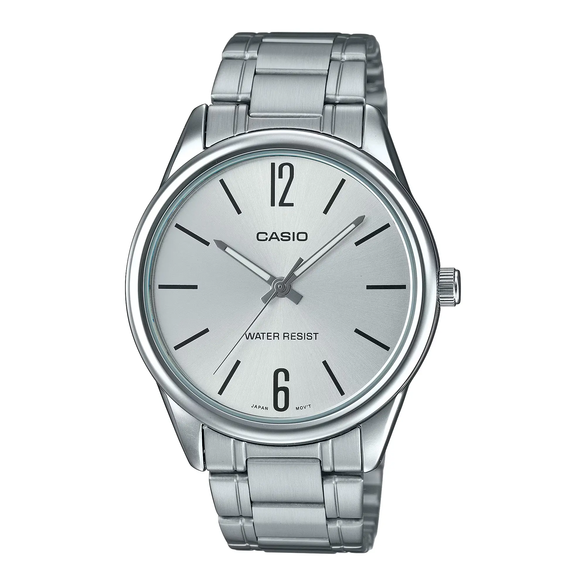 Casio Men’s Silver Stainless Steel Watch with White Dial - MTP-V005D-7BUDF