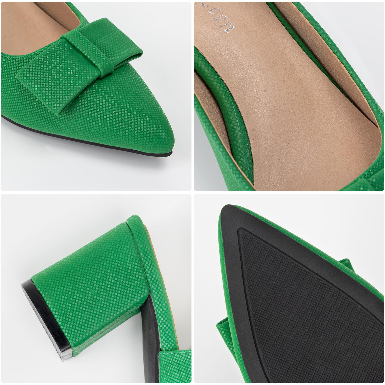 Women's Elegant PU Leather Pointed Toe Slingback Pumps, Summer Bow Detail Comfortable Backless Strap Heels, Versatile Dress Sandals