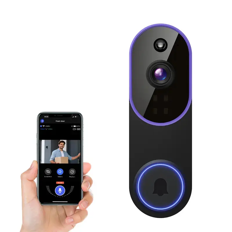 HD 1080p Wireless Wi-Fi Security Doorbell Camera, Camera Digital for Home Security System & Family Safety, 2.4GHz Wi-Fi Only, Smart AI Motion Detection, Night Vision, Cloud Storage, 2-Way Audio Intercom