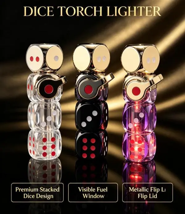 Labor Day Backyard BBQ Themed Windproof Dice Lighter – A refillable butane torch lighter with adjustable flame; this cute, portable dice-shaped lighter is perfect for charcoal grilling, patio gatherings, and outdoor cooking.