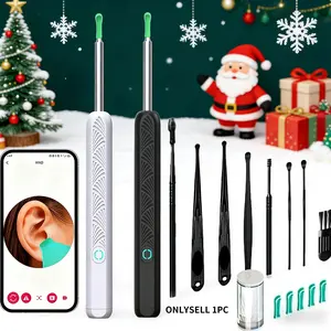 1pc Earwax Removal Tool with Camera - Portable Type-C Rechargeable Earbuds, Earwax Remover, Endoscope with high-Definition Camera, 360 ° Wide-Angle Ear Pick Tool Set, Ear Cleaning Tool (Black)