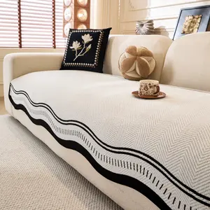 Striped Textured Sofa Slipcover, Soft Pet Protector for Couch Cushion, Washable & Anti-Slip for Living Room Bedroom Dining Room
